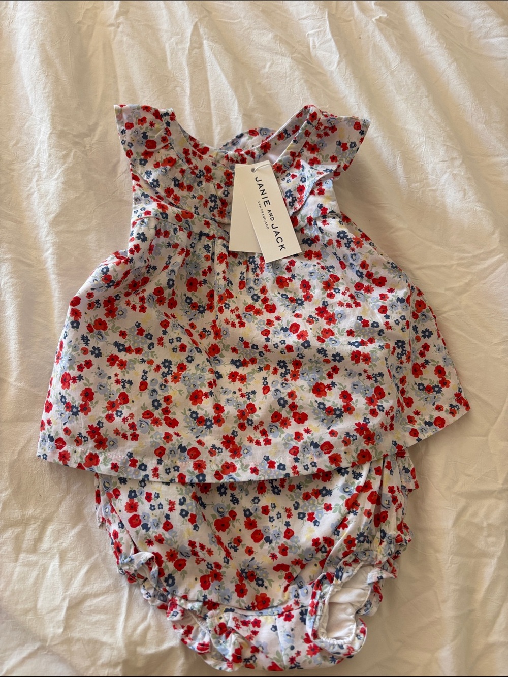Janie and Jack Red and Blue Floral Set